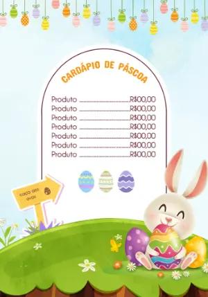 Cardápio de Páscoa com Coelhinho para Editar Online