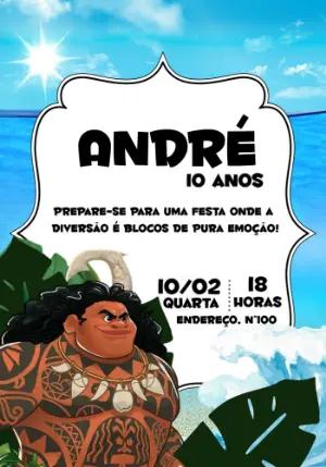 Convite de Aniversário Maui Moana para Editar Online