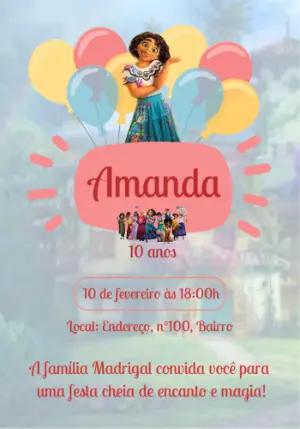 Convite de Aniversário Encanto com Personagens para Editar Online
