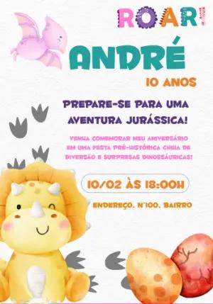 Convite Aniversário Dinossauro Baby para Editar Online