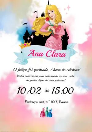 Convite de Aniversário A Bela Adormecida para Editar Online