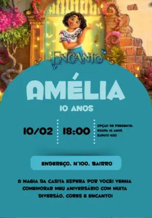 Convite Aniversário Encanto Disney para Editar Online