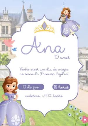 Convite de Aniversário Princesa Sofia para Editar Online