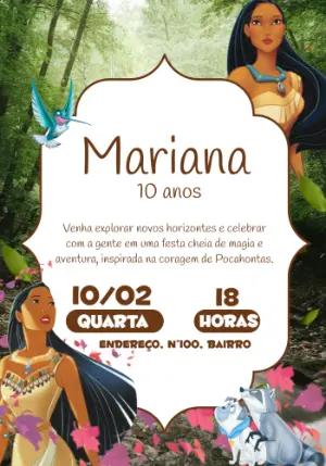Convite de Aniversário Pocahontas para Editar Online