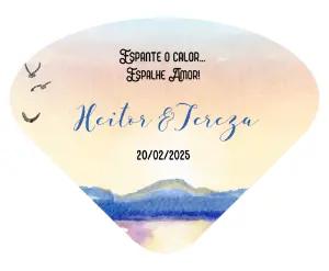 Leque de Casamento Aquarela para Editar Online e Imprimir