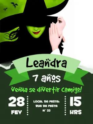 Convite Aniversário Wicked com Personagens para Editar Online