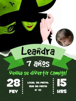 Convite Aniversário Wicked com Foto para Editar Online