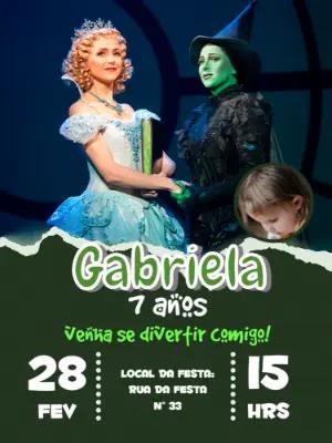 Convite Aniversário Wicked com Foto para Editar Online
