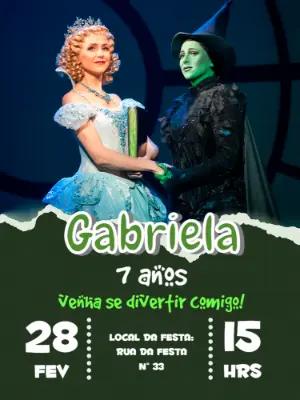 Convite de Aniversário Wicked com Personagens para Editar Online