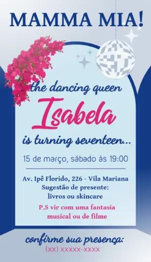 Convite Aniversário Mamma Mia Dancing Queen para Editar Online