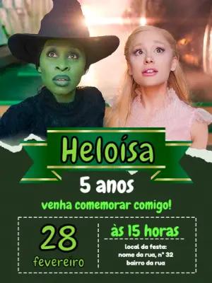 Convite de Aniversário Wicked com Personagens para Editar Online