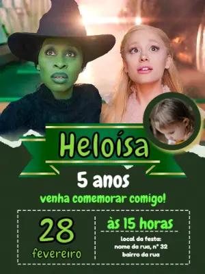 Convite Aniversário Wicked com Foto para Editar Online