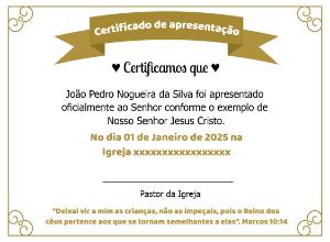 Certificado de Apresentação de Criança para Editar Online