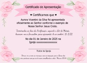 Certificado de Apresentação de Bebê Floral para Editar Online