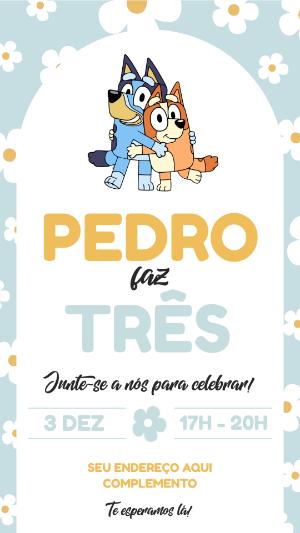 Convite de Aniversário Bluey e Bingo para Editar Online