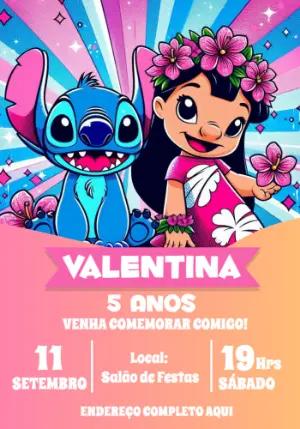 Convite de Aniversário Lilo e Stitch para Editar Online
