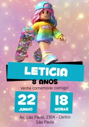 Convite de Aniversário Roblox Menina para Editar Online