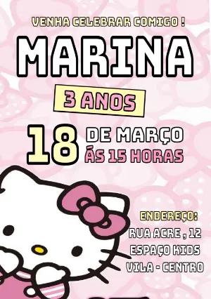 Convite de Aniversário Hello Kitty Editável Online