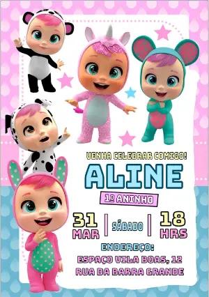 Convite de Aniversário Cry Babies para Editar e Imprimir
