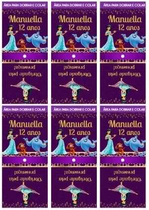 Capa de Pirulito Aniversário Aladdin e Jasmine para Editar