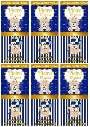 Capa para Pirulito Aniversário Ursinho Príncipe para Editar Online