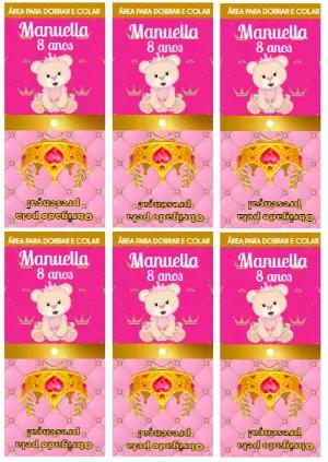 Capa para Pirulito Ursinha Princesa para Editar Online