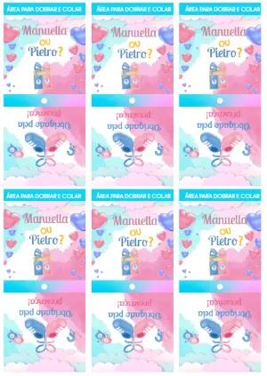 Capa de Pirulito Chá Revelação Rosa e Azul para Editar Online