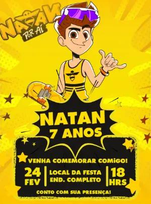Convite Aniversário Natan por Aí Editável Online