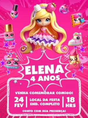 Convite de Aniversário Shopkins para Editar e Personalizar