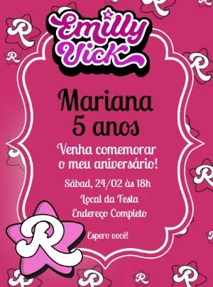Convite de Aniversário Emilly Vick para Editar Online