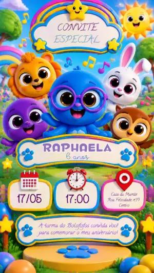 Convite Digital Bolofofos | Aniversário Infantil Editável