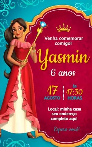 Convite de Aniversário Elena de Avalor Editável e Digital