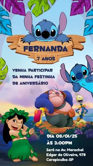 Convite de Aniversário Lilo e Stitch para Editar Online