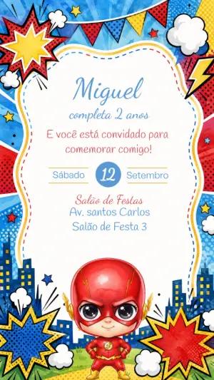 Convite Aniversário Flash: Modelo Digital para Editar