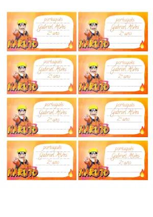 Etiqueta Escolar Naruto Editável para Material