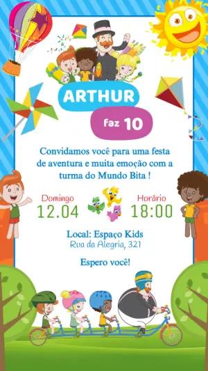 Convite de Aniversário Mundo Bita para Editar Online