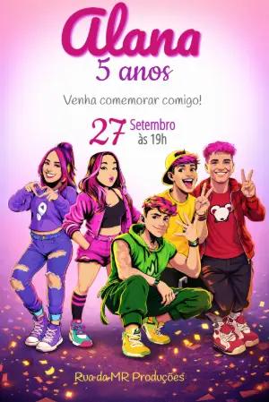 Convite de Aniversário Dos Rosa para Editar