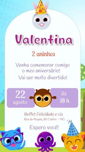 Convite de Aniversário Infantil Bolo Fofo para Editar