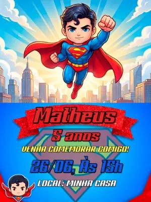 Convite de Aniversário Superman Cute para Editar