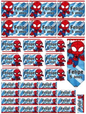Etiquetas Escolares Homem-Aranha Fofo Editável para Imprimir
