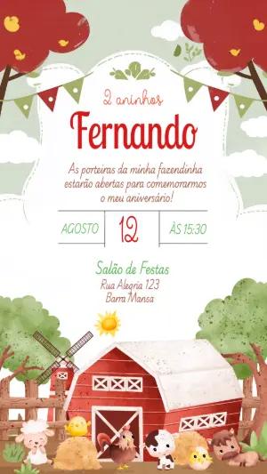 Convite de Aniversário Fazendinha Fofo para Editar Online