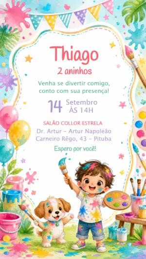 Convite de Aniversário Pintando o Sete Editável