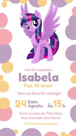 Convite de Aniversário My Little Pony Twilight Sparkle Editável