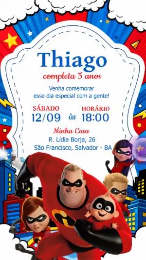 Convite de Aniversário Os Incríveis para Editar Online