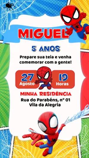 Convite de Aniversário Homem-Aranha Fofo para Editar Online