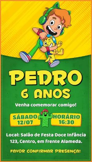Convite Aniversário Gato Galáctico para Editar Online