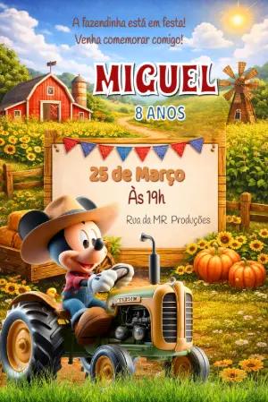 Convite Animado Aniversário Fazendinha do Mickey para Editar