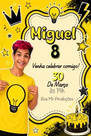 Convite de Aniversário Leozin Turma dos Rosa para Editar