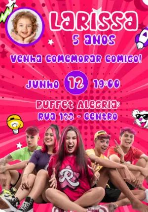 Convite Aniversário Influencer Rosa com Foto para Editar