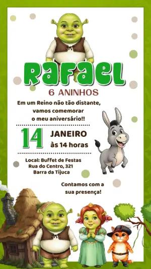 Convite Aniversário Shrek Cute para Editar Online